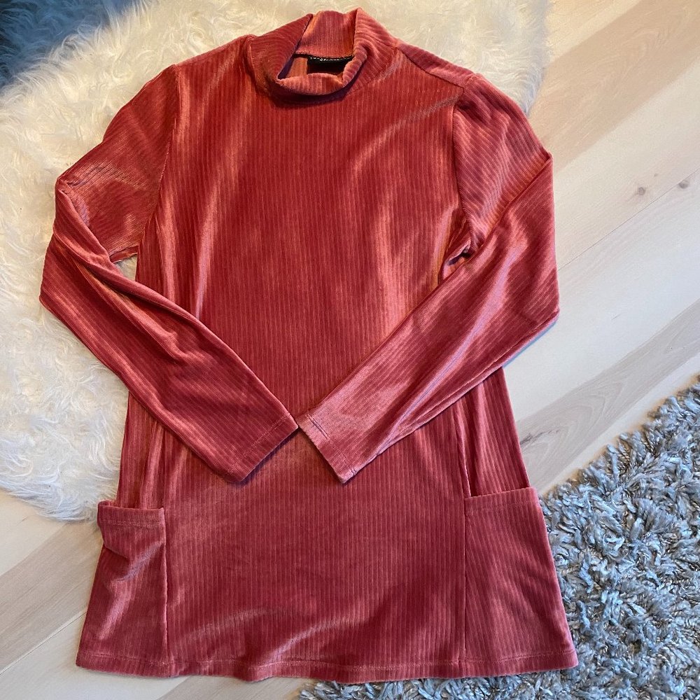 Susan Graver Rusty Rose Velvet Ribbed Shift Dress